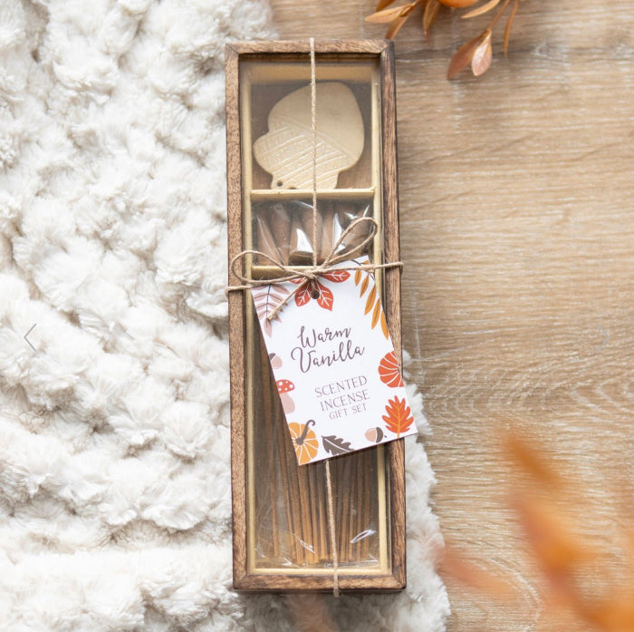 Autumn Decor Acorn Warm Vanilla Incense Gift Set