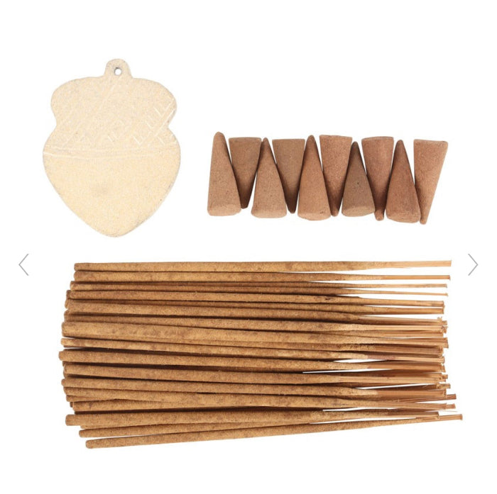 Autumn Decor Acorn Warm Vanilla Incense Gift Set