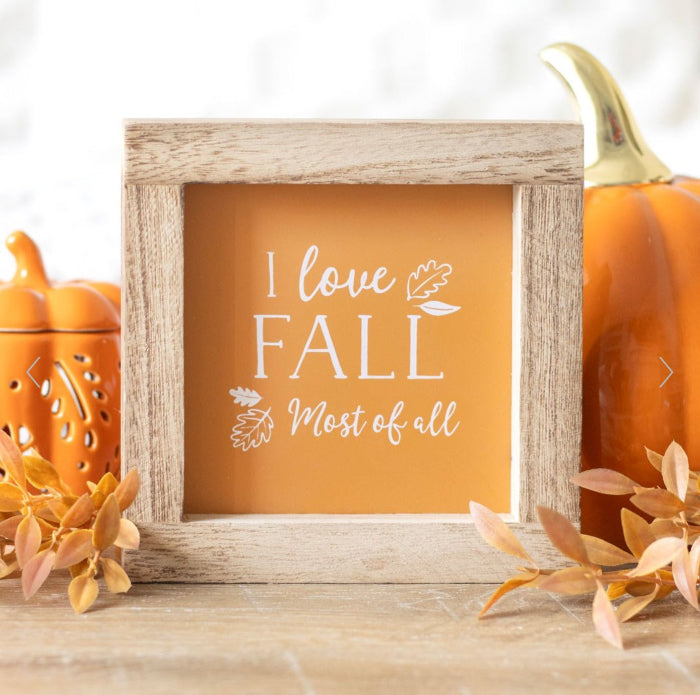 I Love Fall Most of All Autumn Wooden Frame Sign Decor