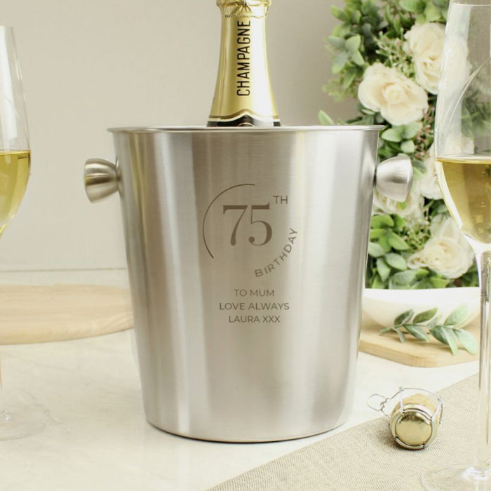 Engraved 75th Birthday Stainless Steel Ice Bucket