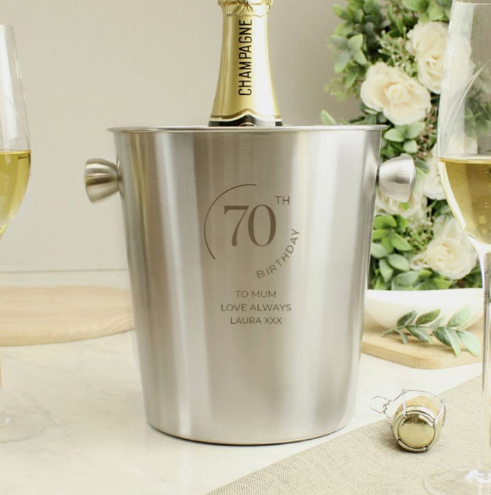 Engraved 70th Birthday Stainless Steel Ice Bucket