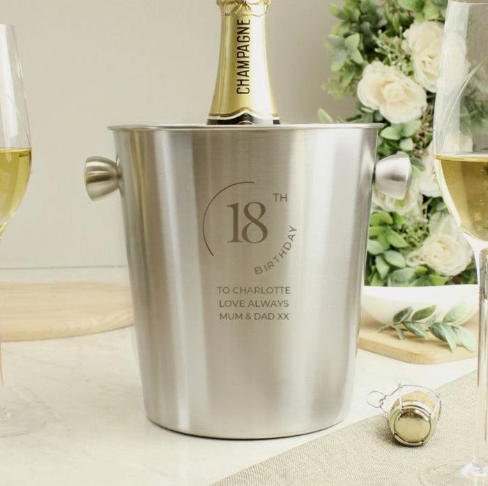Engraved 18th Birthday Stainless Steel Ice Bucket