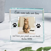 Bespoke Cat Memorial Glass Photo Gift - Paw Prints On Our Heart