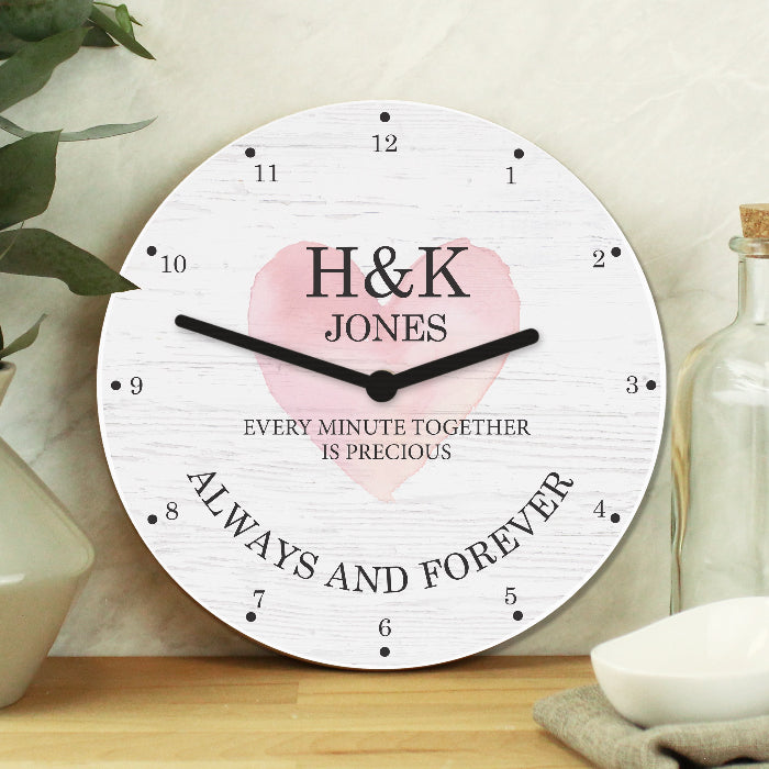 Personalised Couples Heart Wooden Wall Clock