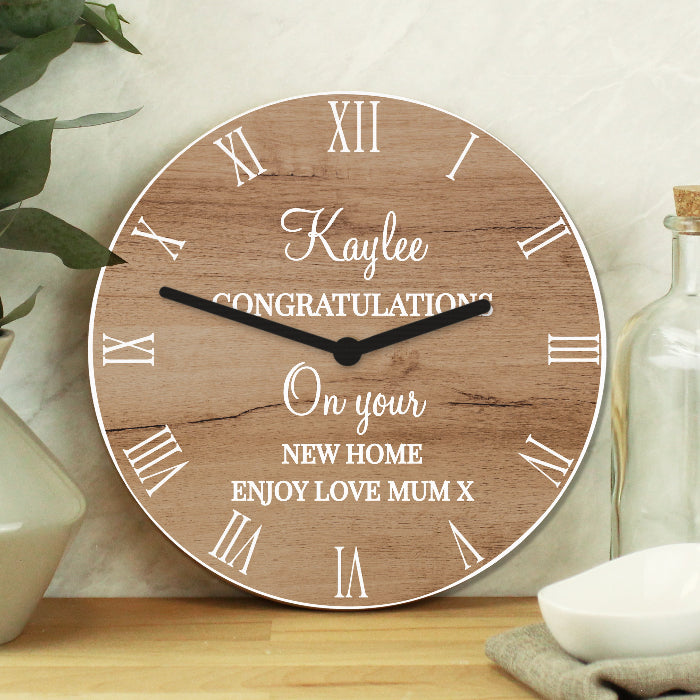 Personalised Free Text Wood Effect Wall Clock