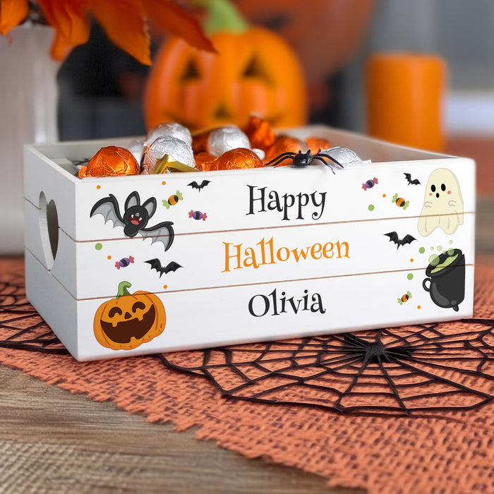 Personalised Halloween Wooden Treats Crate Box