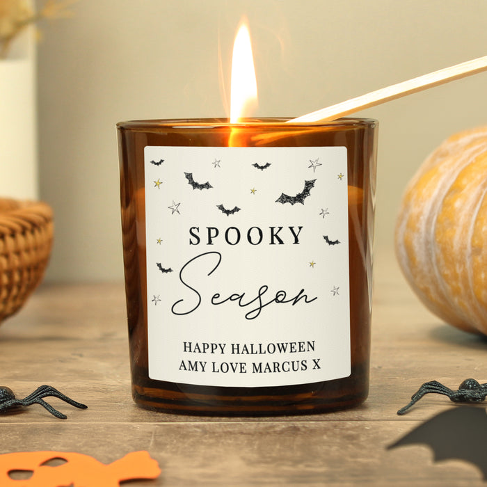 Personalised Halloween Spooky Glass Candle