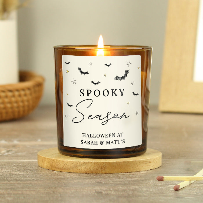Personalised Halloween Spooky Glass Candle