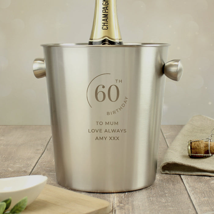 Engraved 60th Birthday Stainless Steel Ice Bucket