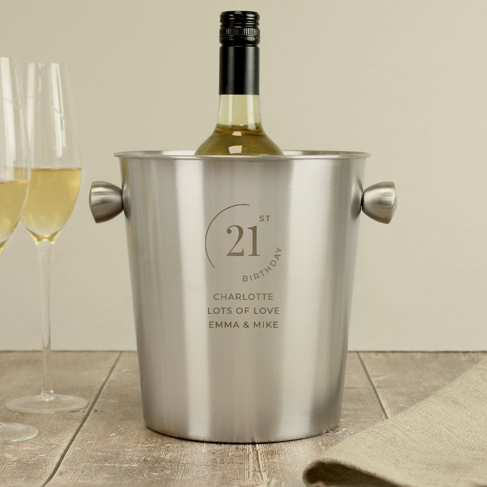 Engraved 21st Birthday Stainless Steel Ice Bucket
