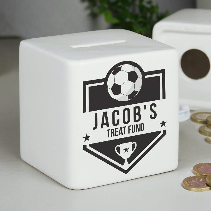 Personalised Football Ceramic Square Money Box