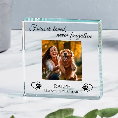 Bespoke Dog Memorial Glass Photo Gift - Always In Our Hearts