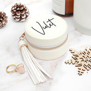 Personalised White Travel Jewellery Case Box with Tassel