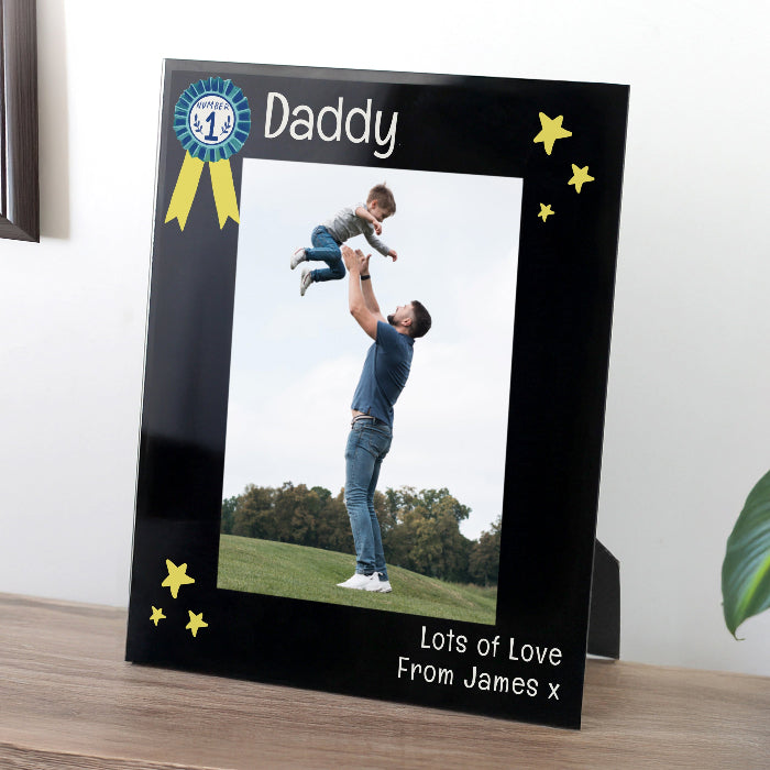 Personalised No.1 Dad / Daddy Black Glass Photo Frame - 5x7