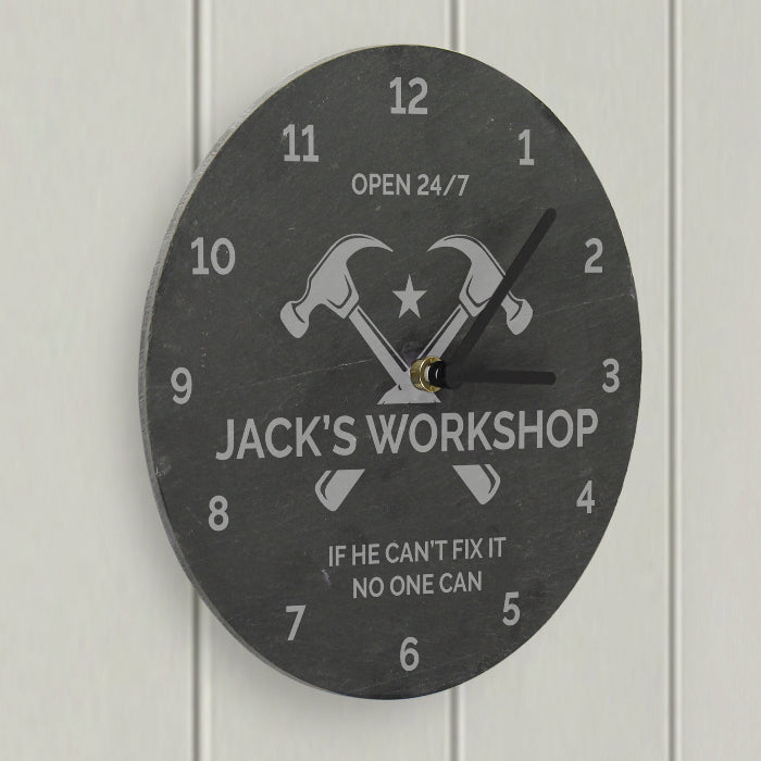 Personalised Tools Shed / Workshop Slate Clock