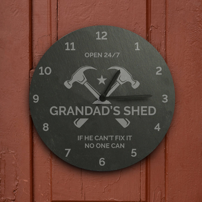 Personalised Tools Shed / Workshop Slate Clock