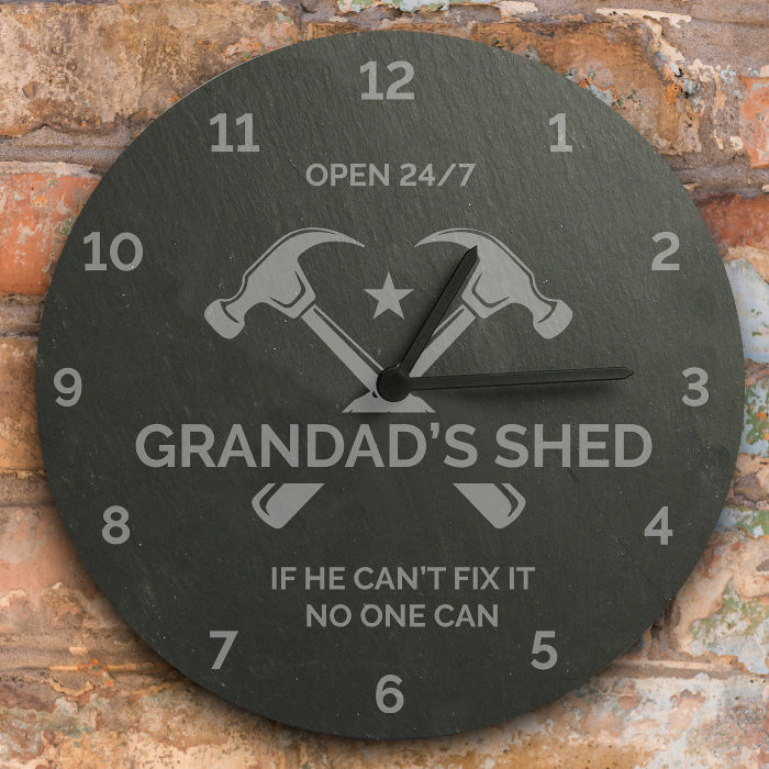 Personalised Tools Shed / Workshop Slate Clock