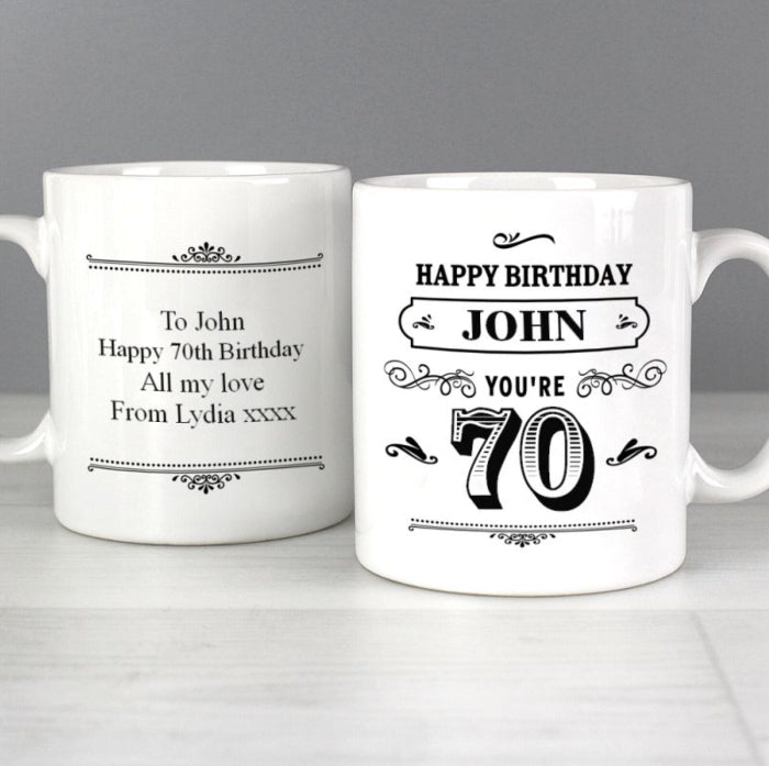 Personalised 70th Birthday Vintage Mug