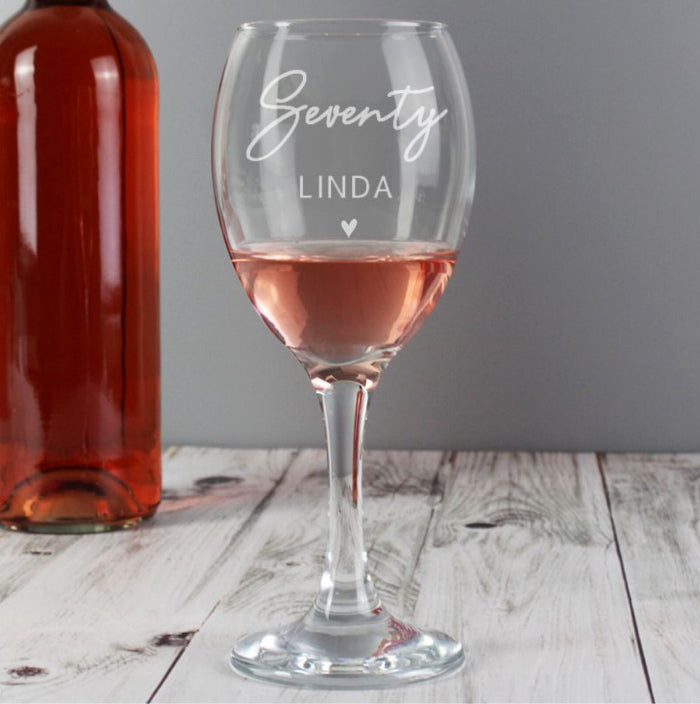 Engraved 70th Birthday Wine Glass & Gift Box