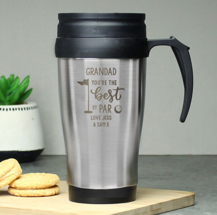 Personalised Grandad Best By Par Golf Travel Mug