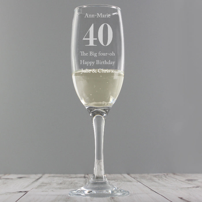 Engraved Birthday Age Flute Glass