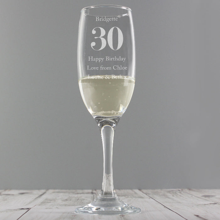 Engraved Birthday Age Flute Glass