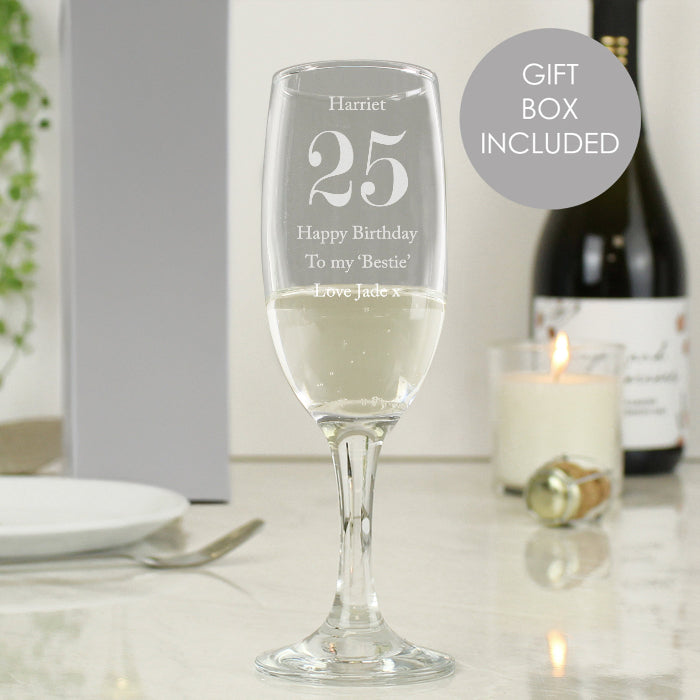 Engraved Birthday Age Flute Glass