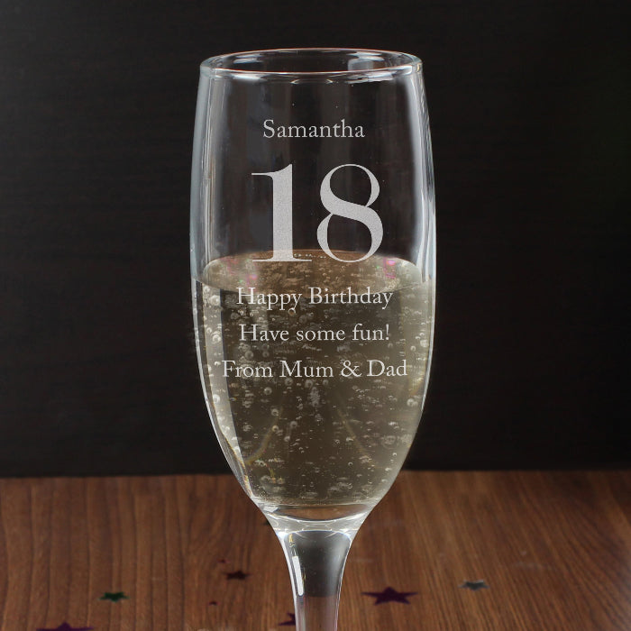 Engraved Birthday Age Flute Glass