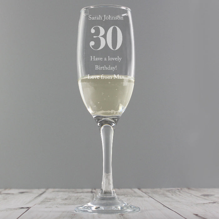 Engraved Birthday Age Flute Glass