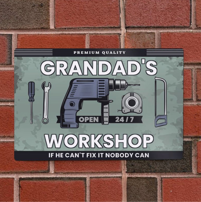 Personalised Grandad’s Workshop Metal Sign