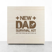 Engraved New Dad Survival Kit Wooden Box