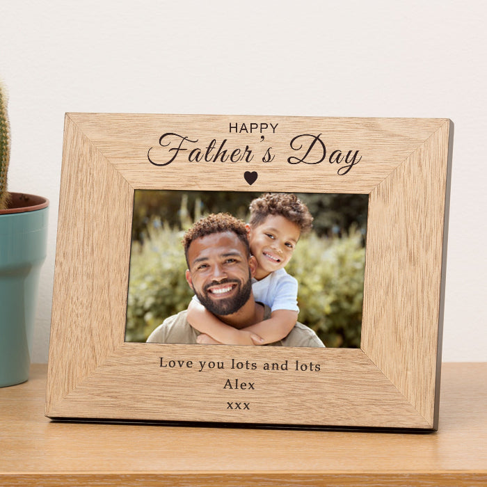 Engraved Happy Fathers Day Wooden Photo Frame
