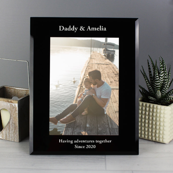 Dad Black Glass Photo Frame - Personalised