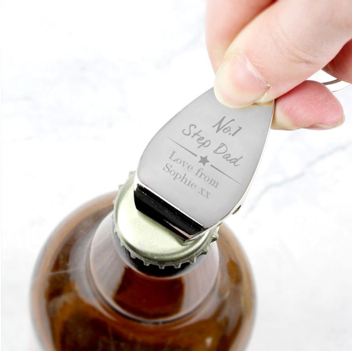 Personalised No.1 Step Dad Bottle Opener Keyring