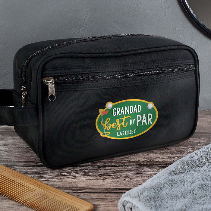 Personalised Grandad Best By Par Golf Themed Wash Bag