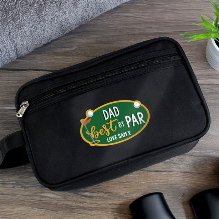 Personalised Dad Best By Par Golf Themed Wash Bag