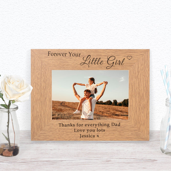Engraved Dad Forever Your Little Girl Wooden Photo Frame