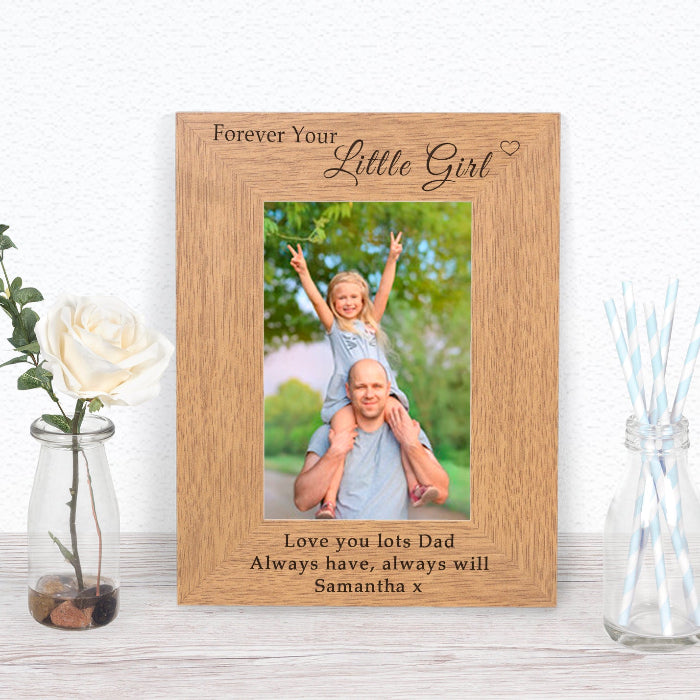 Engraved Dad Forever Your Little Girl Wooden Photo Frame