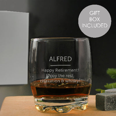Personalised Retirement Whisky Glass Gift Boxed
