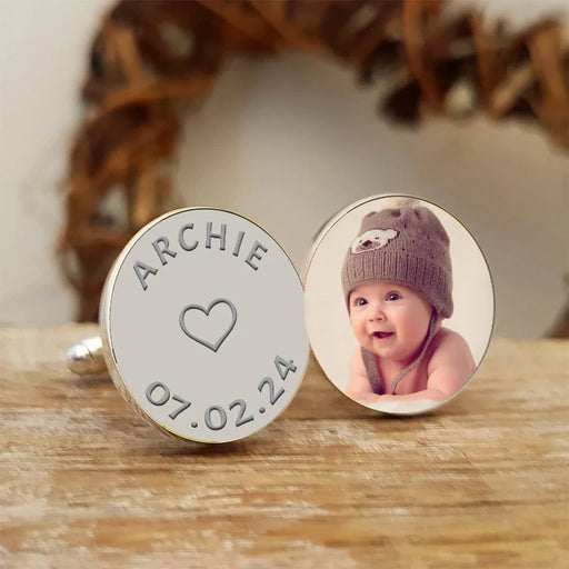 Personalised New Daddy Baby Photo Cufflinks
