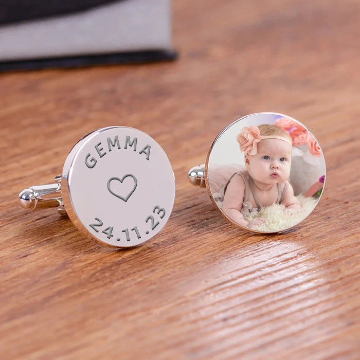 Personalised New Daddy Baby Photo Cufflinks