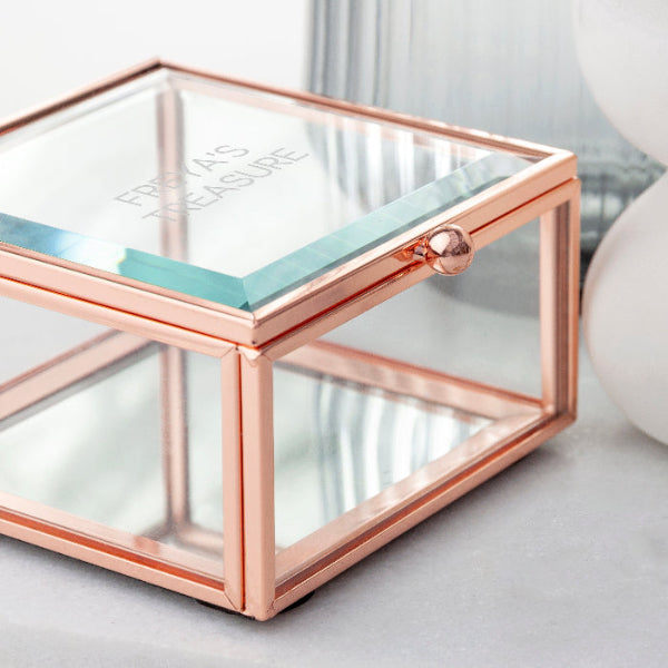 Personalised Rose Gold Glass Trinket Box