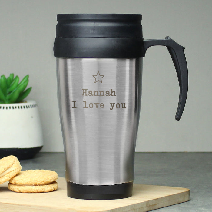 Personalised Star Design Metal Travel Mug