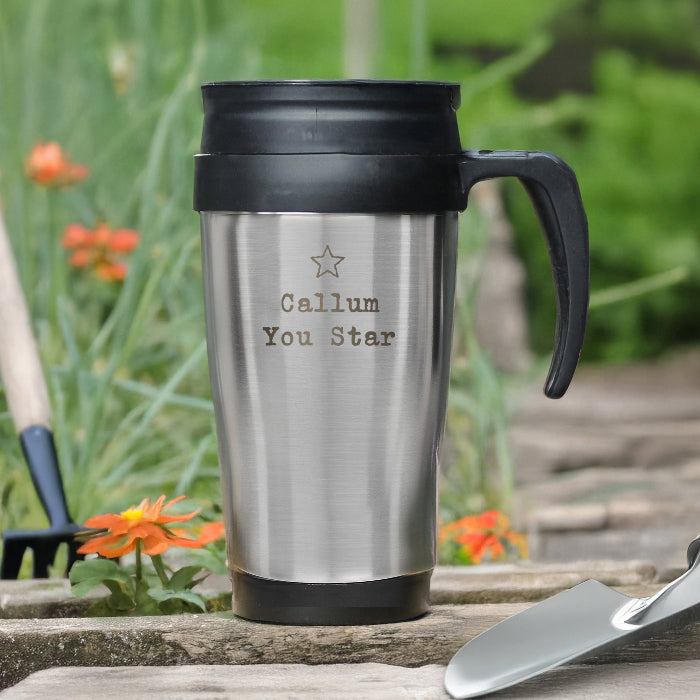 Personalised Star Design Metal Travel Mug