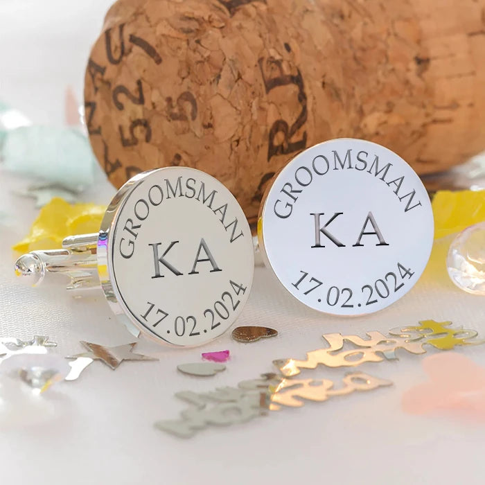 Engraved Groomsman Cufflinks - Initials & Date