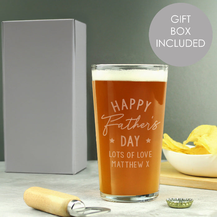 Engraved Father's Day Pint Glass & Gift Box