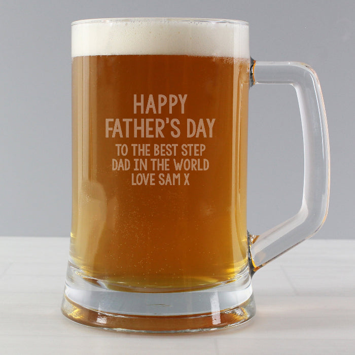 Engraved Happy Father's Day Pint Stern Tankard Glass & Gift Box