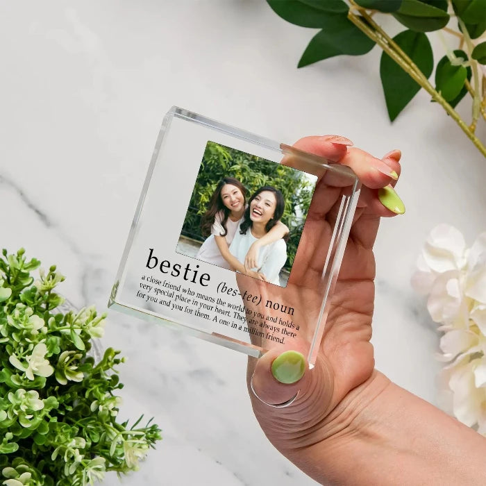 Best Friend Bestie Photo Upload Crystal Glass Block