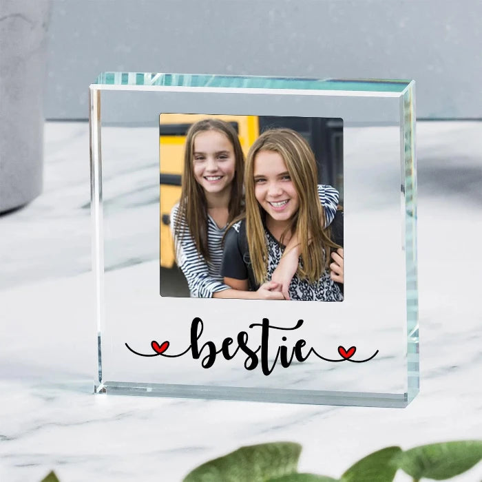 Best Friend Photo Gift Plaque - Bestie Hearts