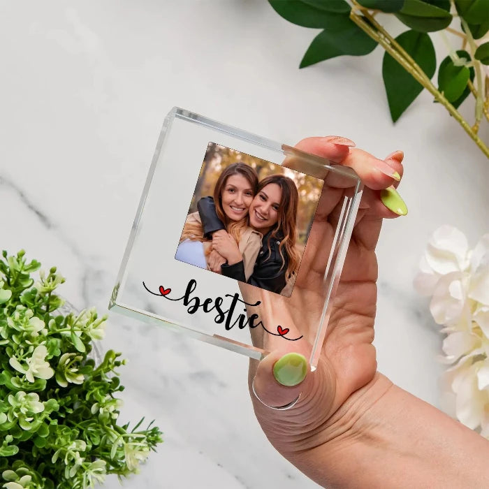 Best Friend Photo Gift Plaque - Bestie Hearts